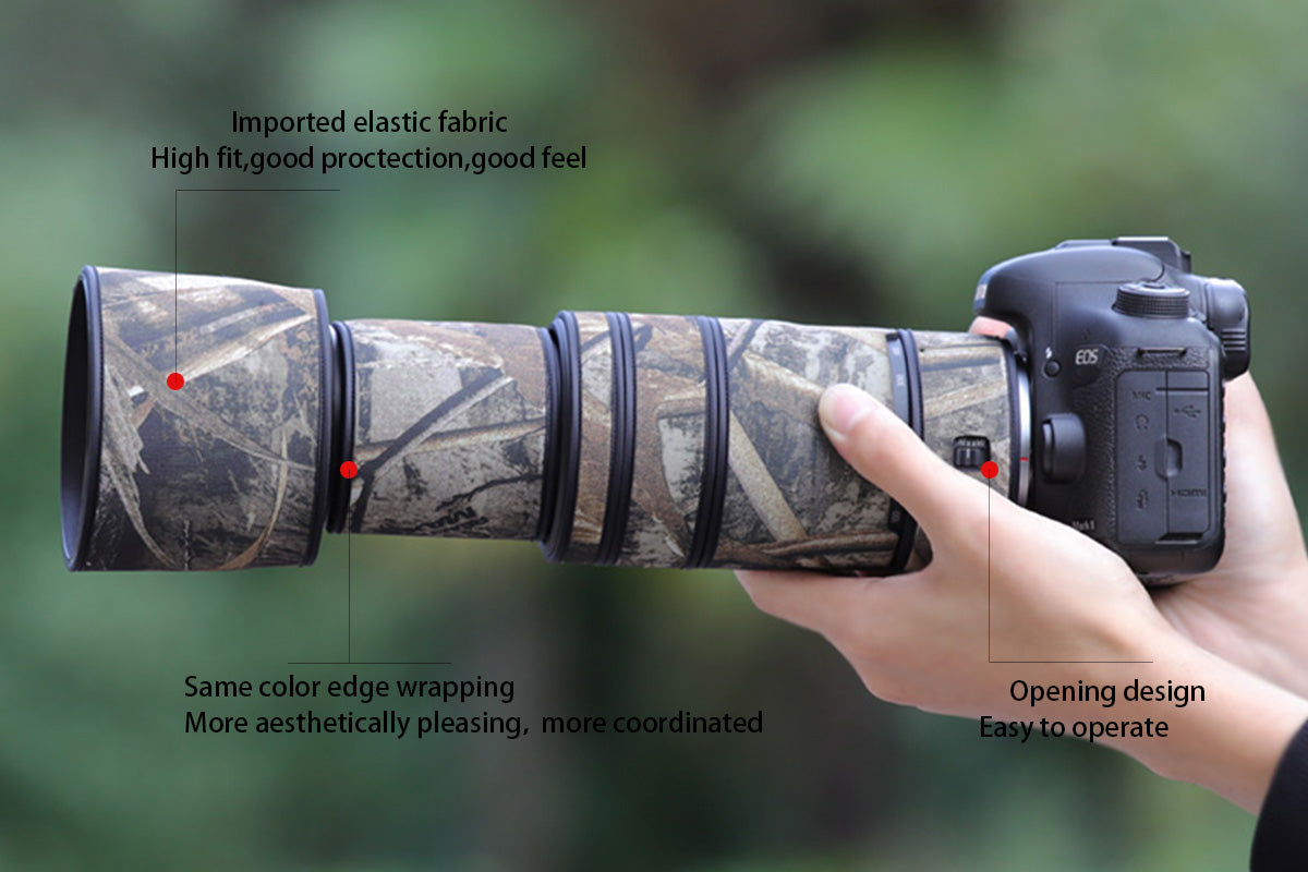 CHASING BIRDS Camouflage Waterproof Lens Coat for Canon RF 100-400mm F5.6-8 is USM Rainproof Lens Protective Cover