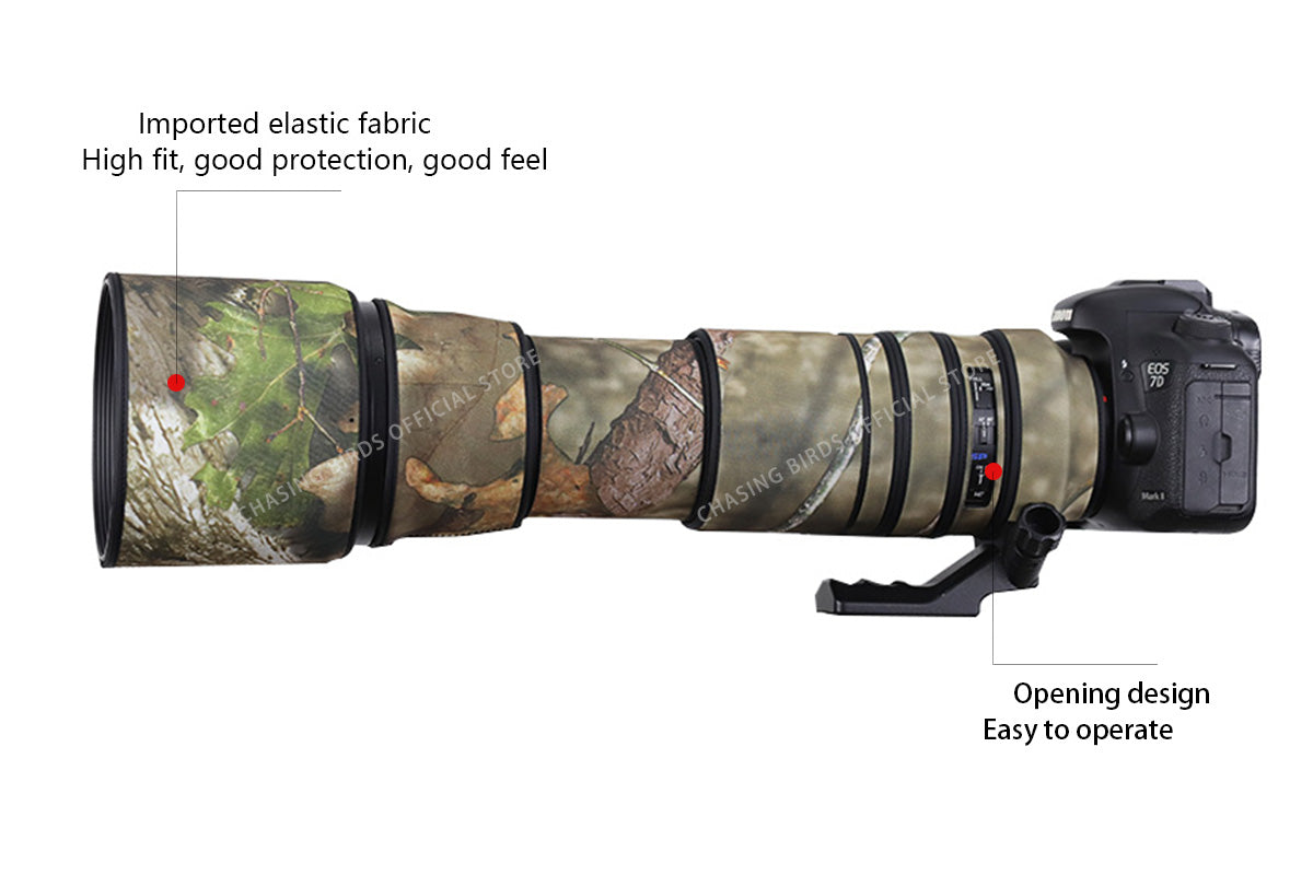 CHASING BIRDS Camouflage Waterproof Lens Coat for TAMRON SP 150-600mm F5-6.3 Di VC USD A011 Rainproof Lens Protective Cover