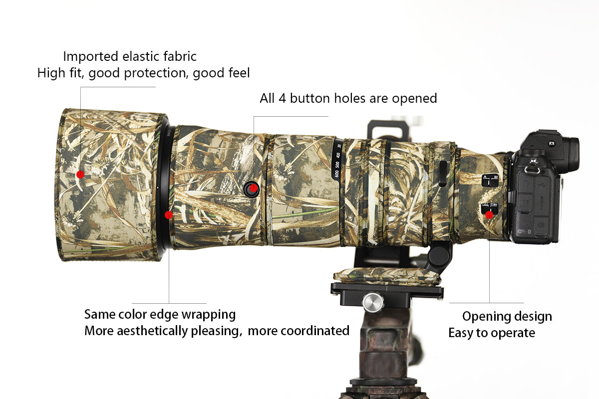 CHASING BIRDS Camouflage Waterproof Lens Coat for NIKON Z 180-600mm F5.6 VR Rainproof Lens Protective Cover