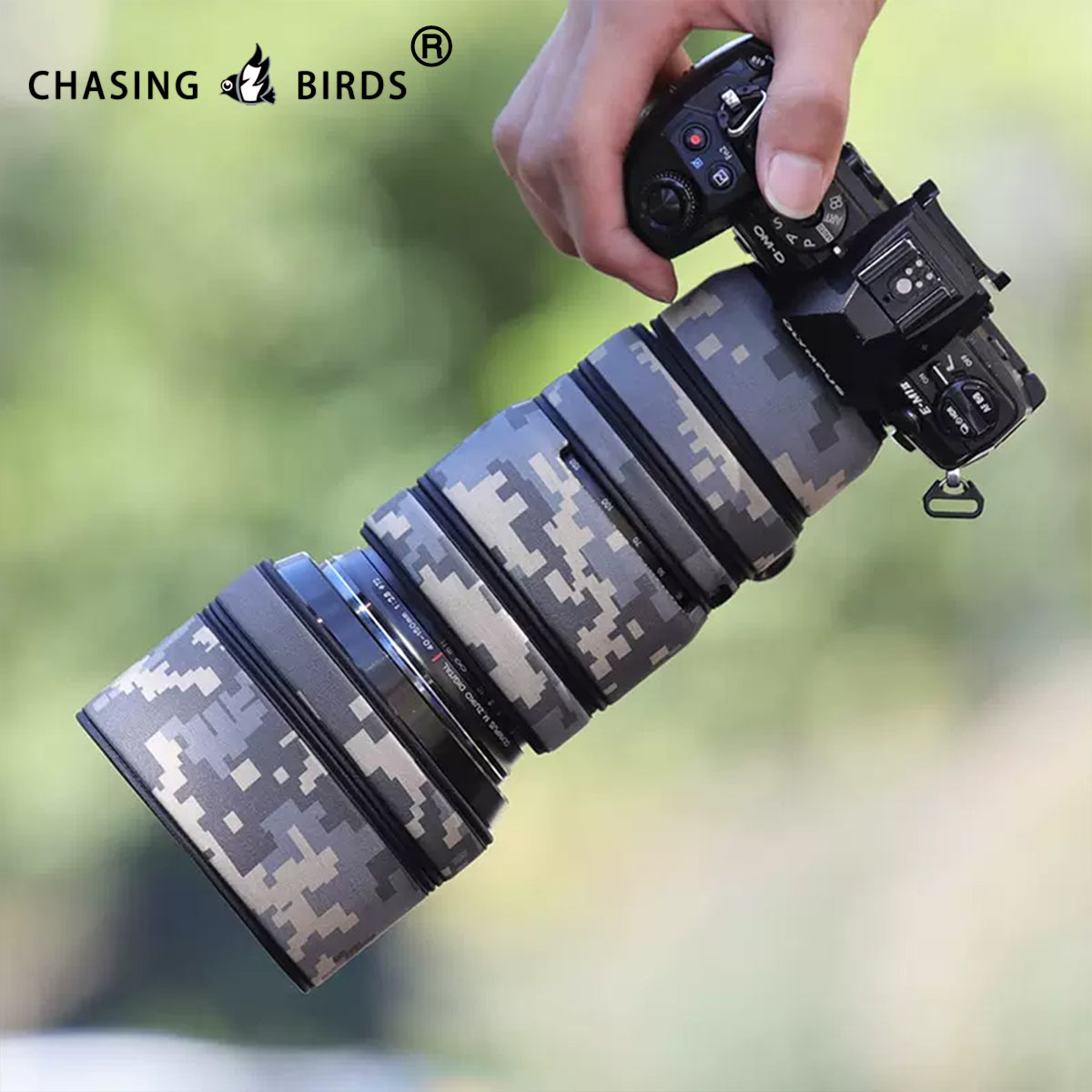 CHASING BIRDS Camouflage Waterproof Lens Coat for Olympus 40-150mm F2.8 PRO Rainproof Lens Protective Cover