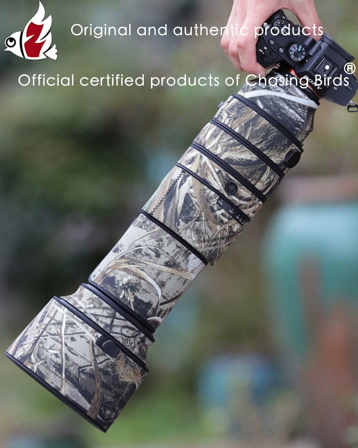 CHASING BIRDS Camouflage Waterproof Lens Coat for Sigma 60-600mm F4.5-6.3 DG DN OS Sports Rainproof Lens Protective Cover