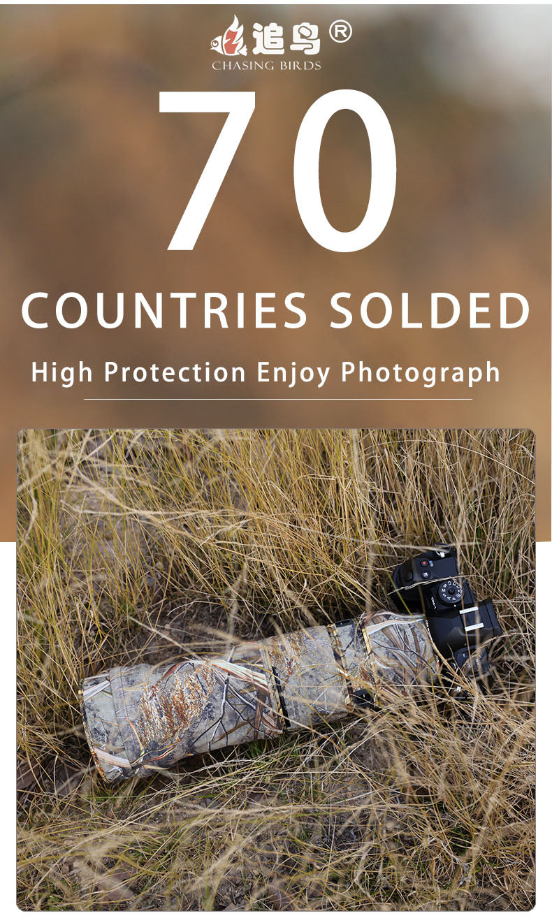 CHASING BIRDS Camouflage Waterproof Lens Coat for Olympus 100-400mm F5.0-6.3 is ED MSC Rainproof Lens Protective Cover
