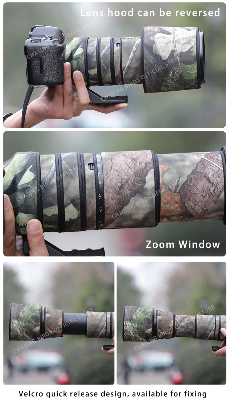 CHASING BIRDS Camouflage Waterproof Lens Coat for TAMRON SP 150-600mm F5-6.3 Di VC USD A011 Rainproof Lens Protective Cover