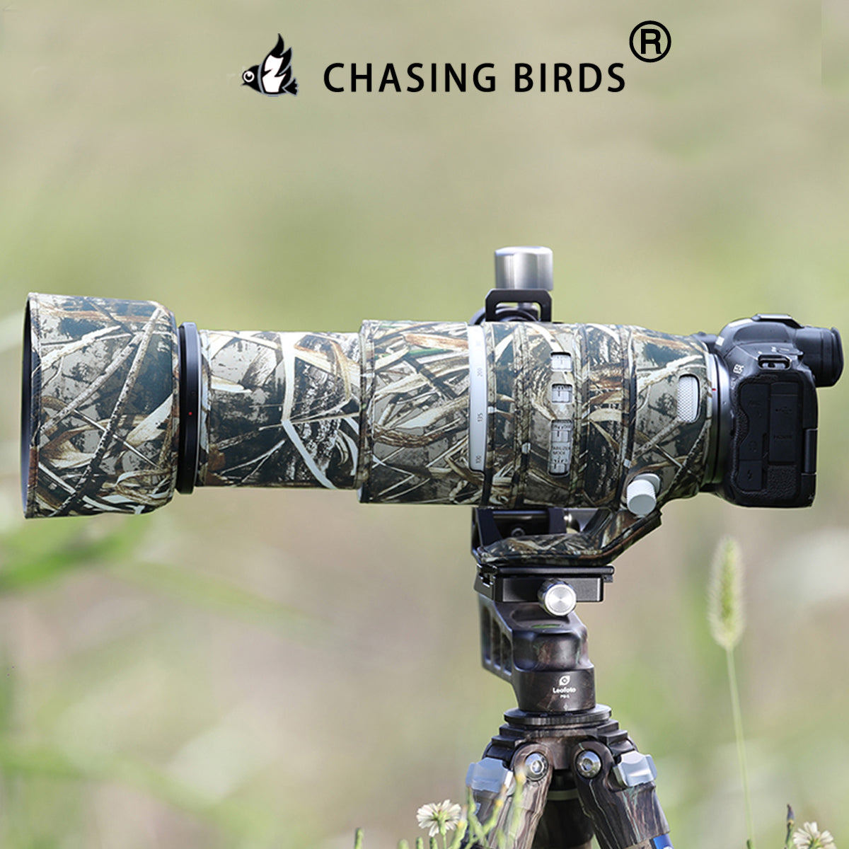 CHASING BIRDS Camouflage Waterproof Lens Coat for Canon RF 100-500mm F4.5-7.1 L is USM Rainproof Lens Protective Cover