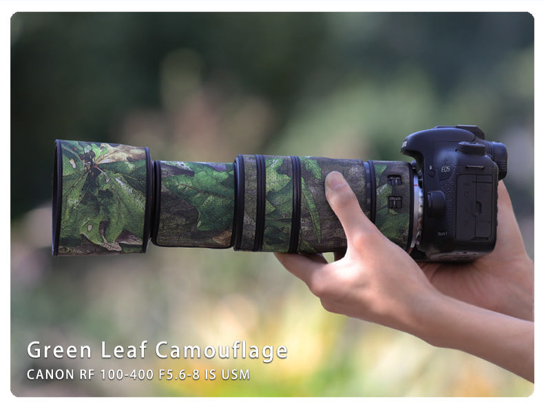 CHASING BIRDS Camouflage Waterproof Lens Coat for Canon RF 100-400mm F5.6-8 is USM Rainproof Lens Protective Cover