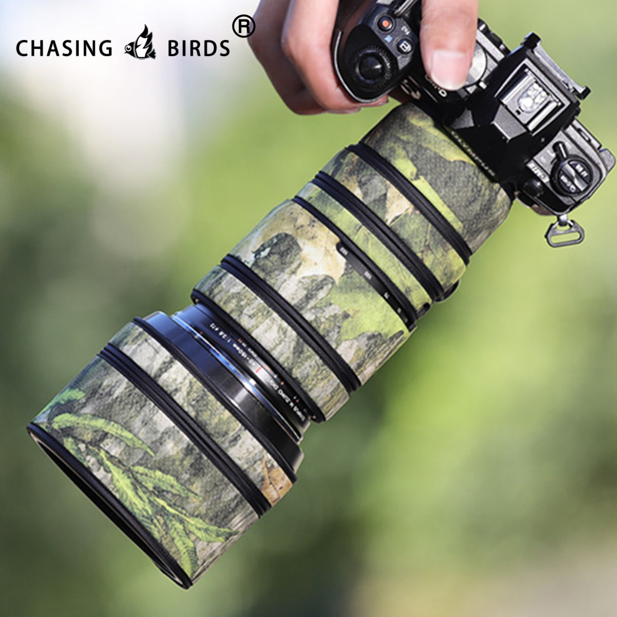 CHASING BIRDS Camouflage Waterproof Lens Coat for Olympus 40-150mm F2.8 PRO Rainproof Lens Protective Cover