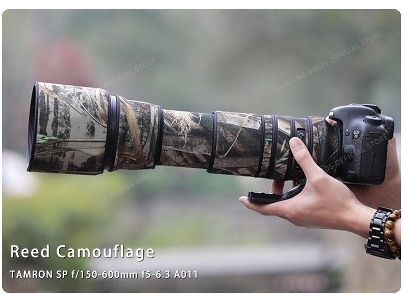 CHASING BIRDS Camouflage Waterproof Lens Coat for TAMRON SP 150-600mm F5-6.3 Di VC USD A011 Rainproof Lens Protective Cover