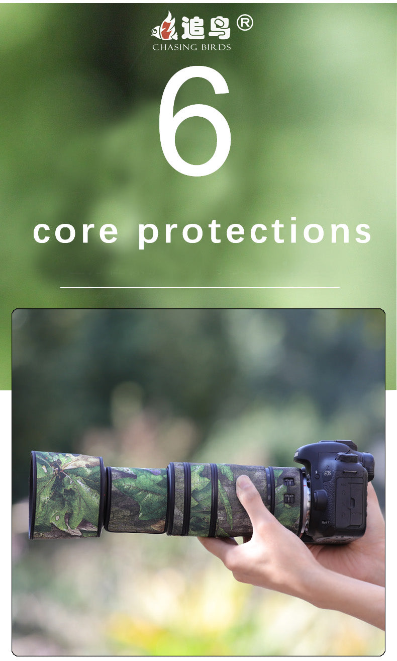 CHASING BIRDS Camouflage Waterproof Lens Coat for Canon RF 100-400mm F5.6-8 is USM Rainproof Lens Protective Cover