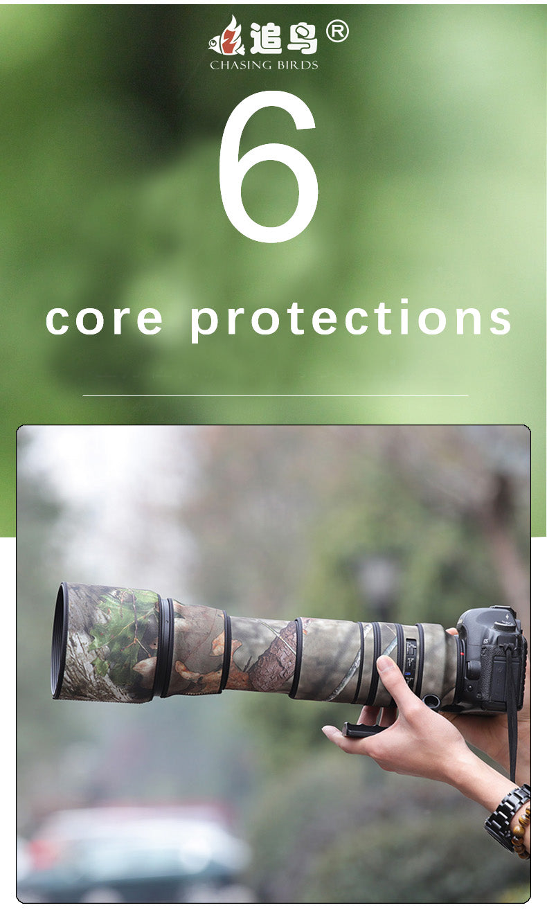 CHASING BIRDS Camouflage Waterproof Lens Coat for TAMRON SP 150-600mm F5-6.3 Di VC USD A011 Rainproof Lens Protective Cover