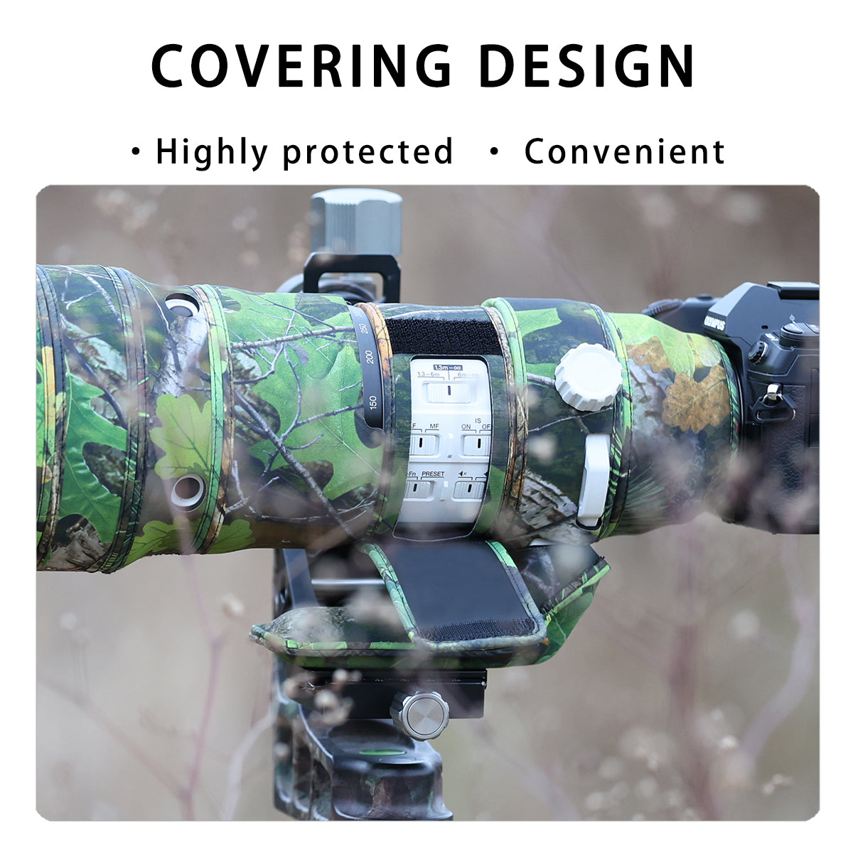 CHASING BIRDS Camouflage Waterproof Lens Coat for Olympus 150-400mm f4.5 TC1.25x IS PRO Rainproof Lens Protective Cover