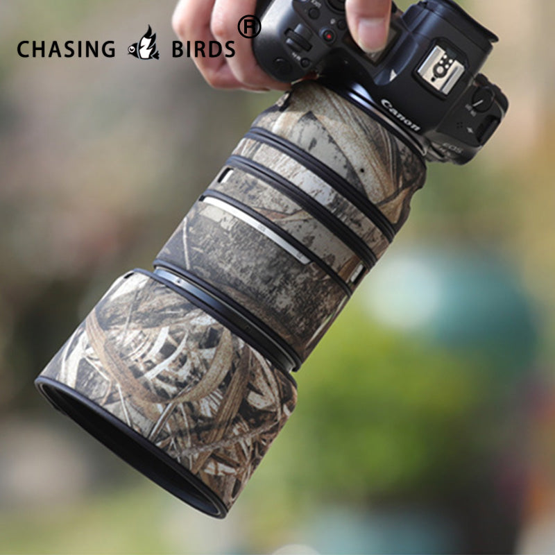 CHASING BIRDS Camouflage Waterproof Lens Coat for Canon RF 70-200mm F2.8 L is USM Rainproof Lens Protective Cover