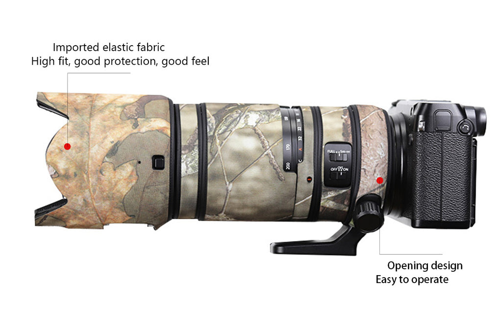 CHASING BIRDS Camouflage Waterproof Lens Coat for FUJIFILM GF 100-200mm F5.6 R LM OIS WR Rainproof Lens Protective Cover