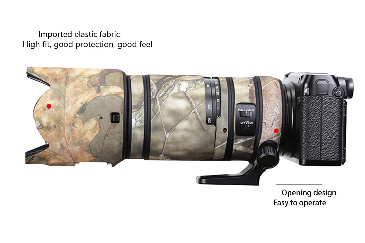 CHASING BIRDS Camouflage Waterproof Lens Coat for FUJIFILM GF 100-200mm F5.6 R LM OIS WR Rainproof Lens Protective Cover