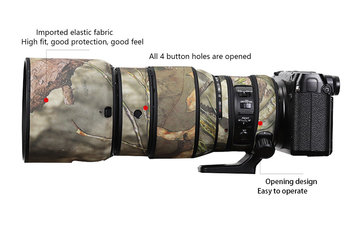 CHASING BIRDS Camouflage Waterproof Lens Coat for FUJIFILM GF 250mm F4 R LM OIS WR Rainproof Lens Protective Cover