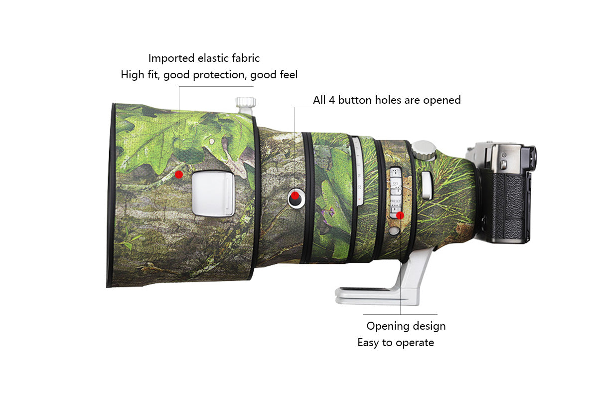CHASING BIRDS Camouflage Waterproof Lens Coat for FUJIFILM XF 200mm F2 R LM OIS WR Rainproof Lens Protective Cover