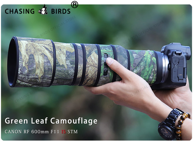 CHASING BIRDS Camouflage Waterproof Lens Coat for Canon RF 600mm F11 is STM Rainproof Lens Protective Cover