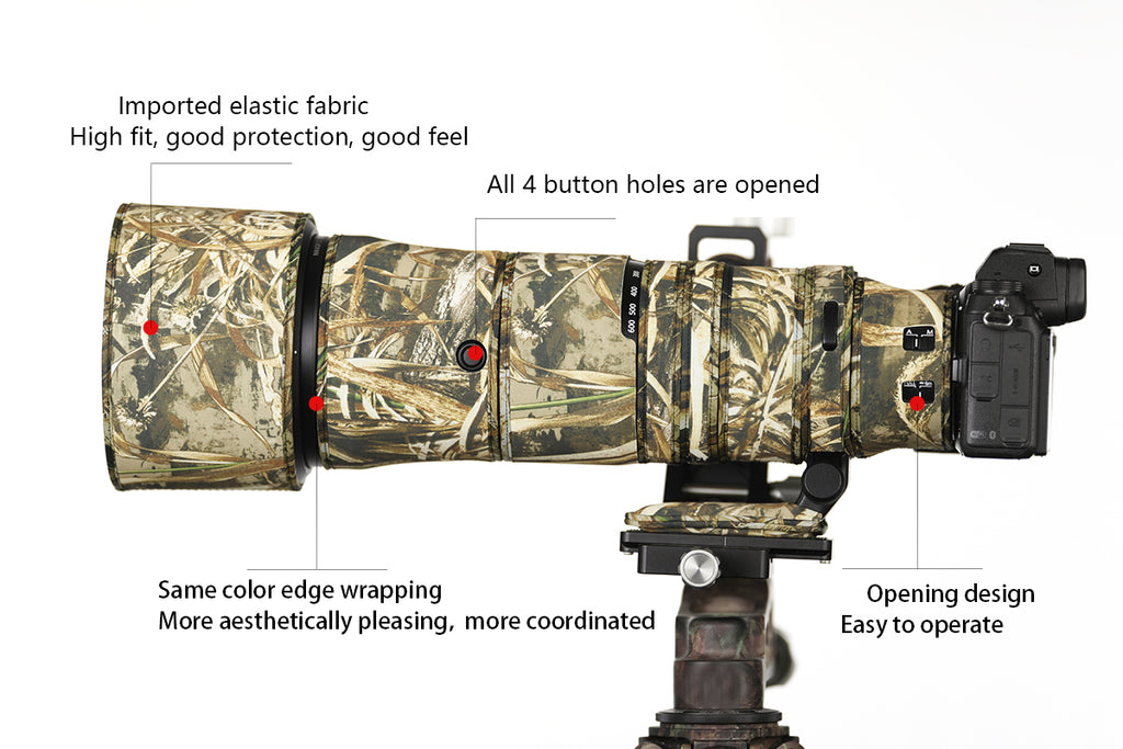 CHASING BIRDS Lens Camouflage Waterproof Coat for NIKON Z 180-600mm F5.6 VR Rainproof Lens Protective Cover Version IV