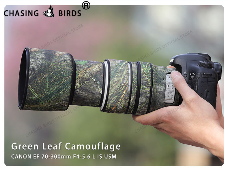 CHASING BIRDS Camouflage Waterproof Lens Coat for Canon EF 70-300mm F4-5.6 L is USM Rainproof Lens Protective Cover