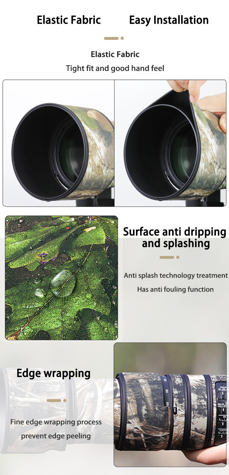 CHASING BIRDS Camouflage Waterproof Lens Coat for Sigma 100-400mm F5-6.3 DG OS HSM Rainproof Lens Protective Cover