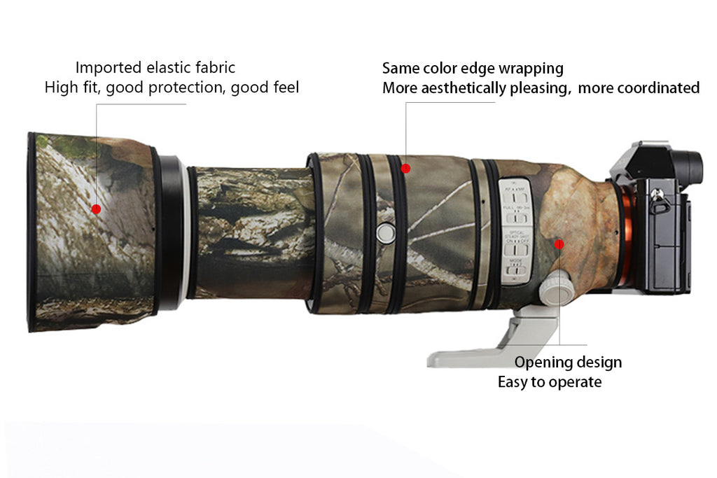 CHASING BIRDS Camouflage Waterproof Lens Coat for SONY FE 100-400F4.5-5.6 GM OSS Rainproof Lens Protective Cover
