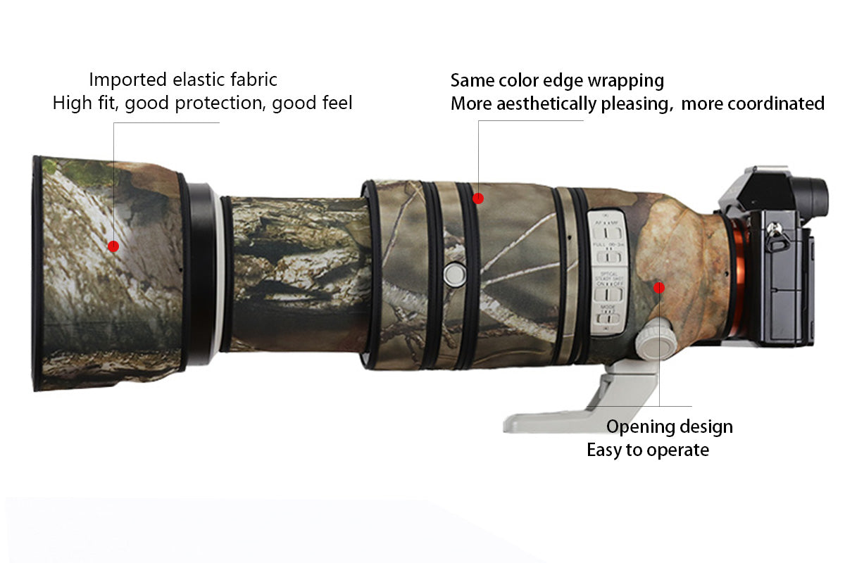CHASING BIRDS Camouflage Waterproof Lens Coat for SONY FE 100-400F4.5-5.6 GM OSS Rainproof Lens Protective Cover