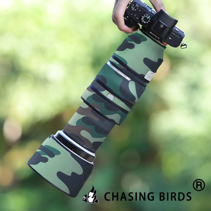 CHASING BIRDS Camouflage Waterproof Lens Coat for SONY FE 100-400F4.5-5.6 GM OSS Rainproof Lens Protective Cover
