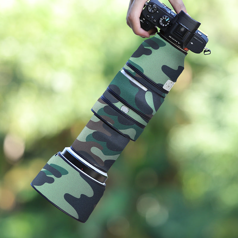 CHASING BIRDS Camouflage Waterproof Lens Coat for SONY FE 100-400F4.5-5.6 GM OSS Rainproof Lens Protective Cover