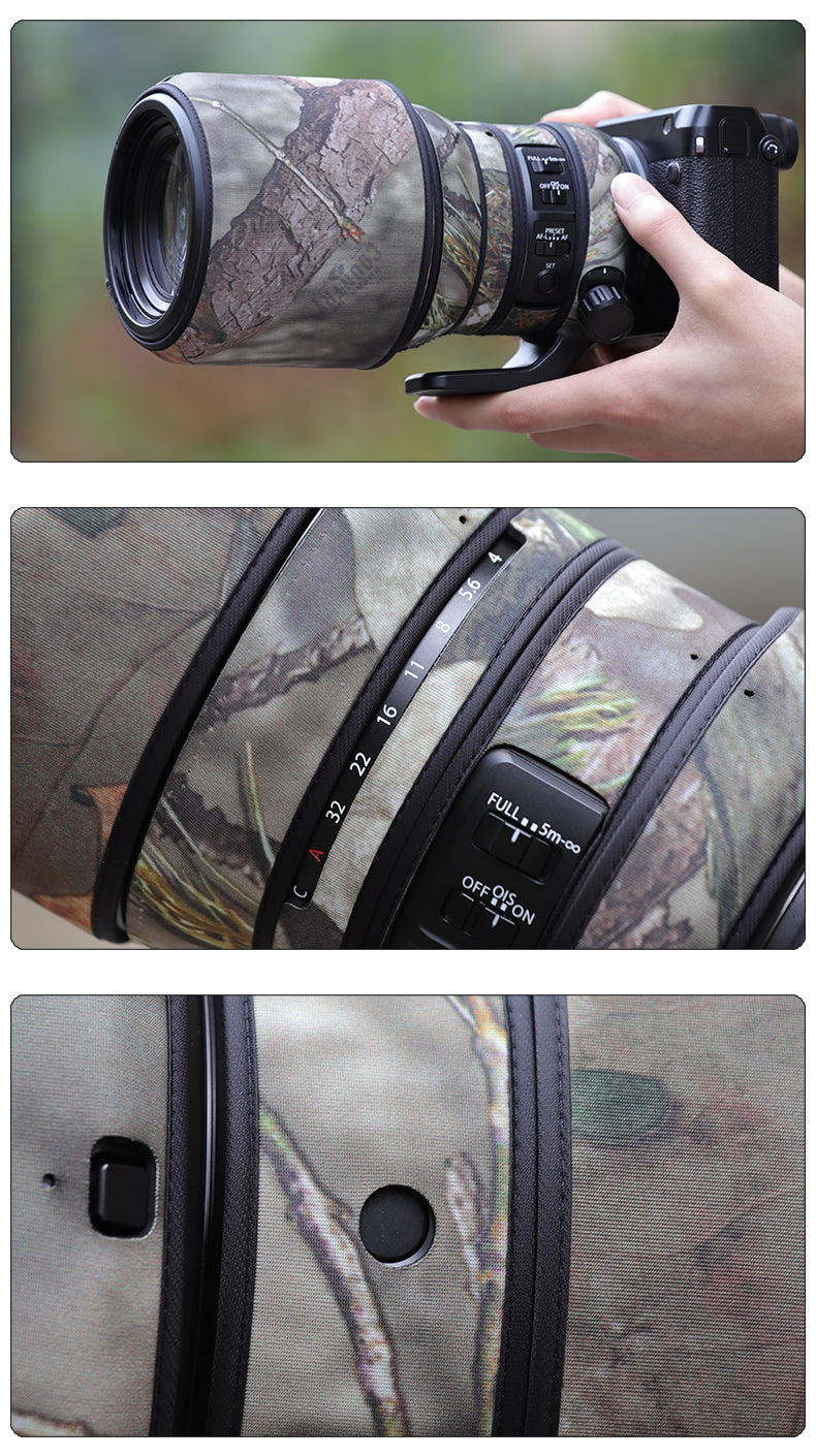 CHASING BIRDS Camouflage Waterproof Lens Coat for FUJIFILM GF 250mm F4 R LM OIS WR Rainproof Lens Protective Cover