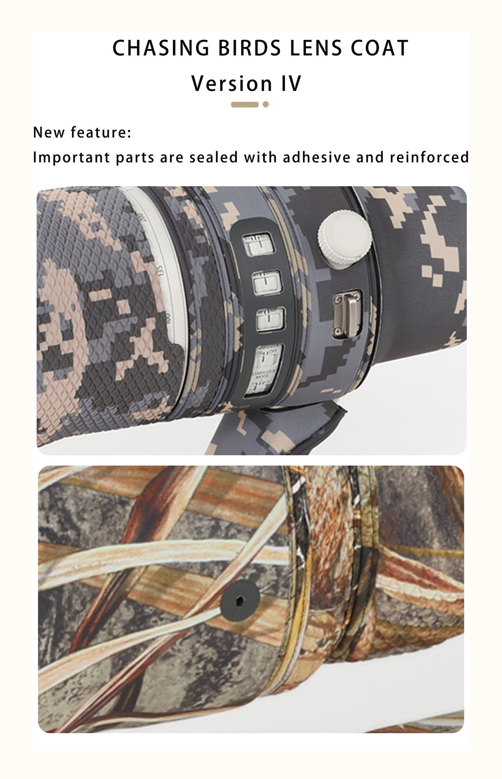 CHASING BIRDS Camouflage Waterproof Lens Coat for CANON RF 200-800mm F6.3-9 IS USM Rainproof Lens Protective Cover