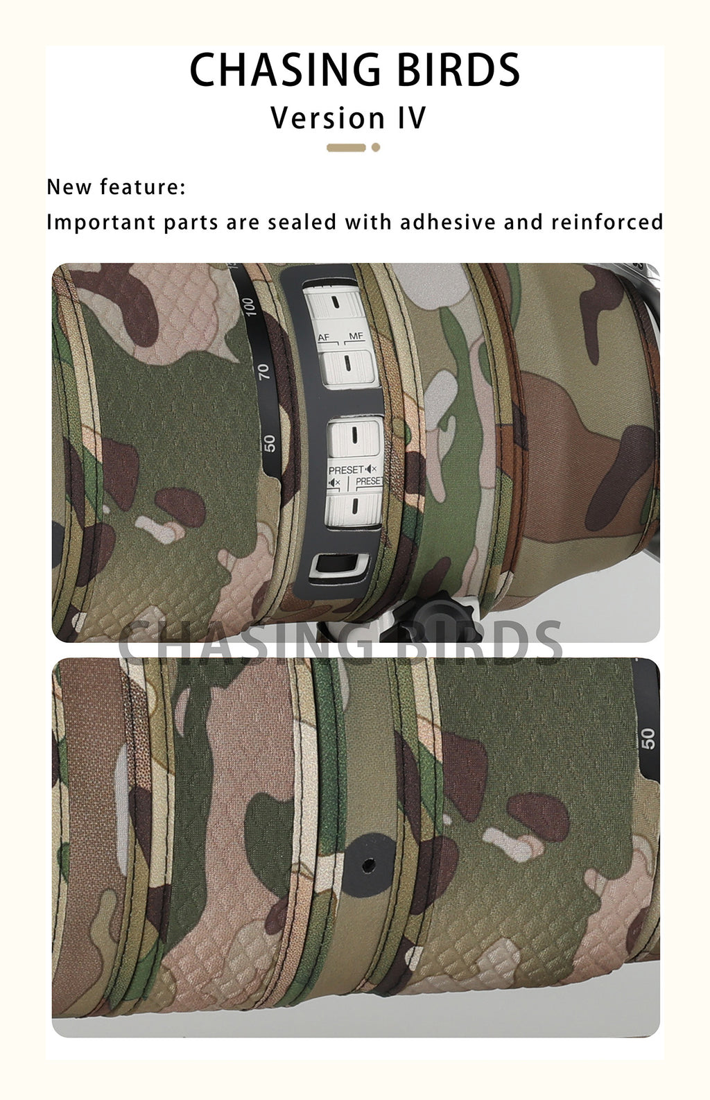 CHASING BIRDS Version IV Lens Camouflage Waterproof Coat for Nikon AF-S 600mm F4 E FL ED VR Rainproof Lens Protective Cover