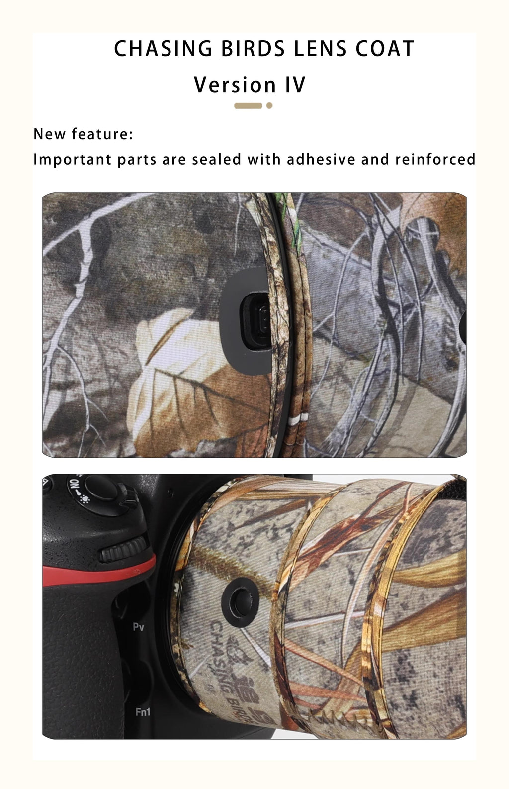 CHASING BIRDS Camouflage Waterproof Lens Coat for Nikon AF-S 500mm f/5.6E PF ED VR Lens Protective Cover