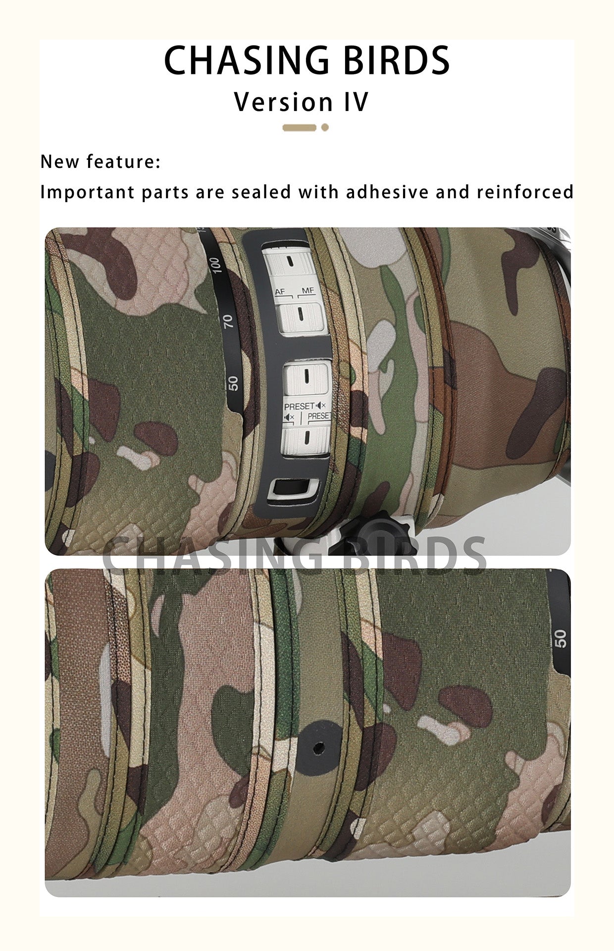 CHASING BIRDS Lens Camouflage Waterproof Coat for Canon EF 400mm F4 DO IS II USM Rainproof Lens Protective Cover Version IV