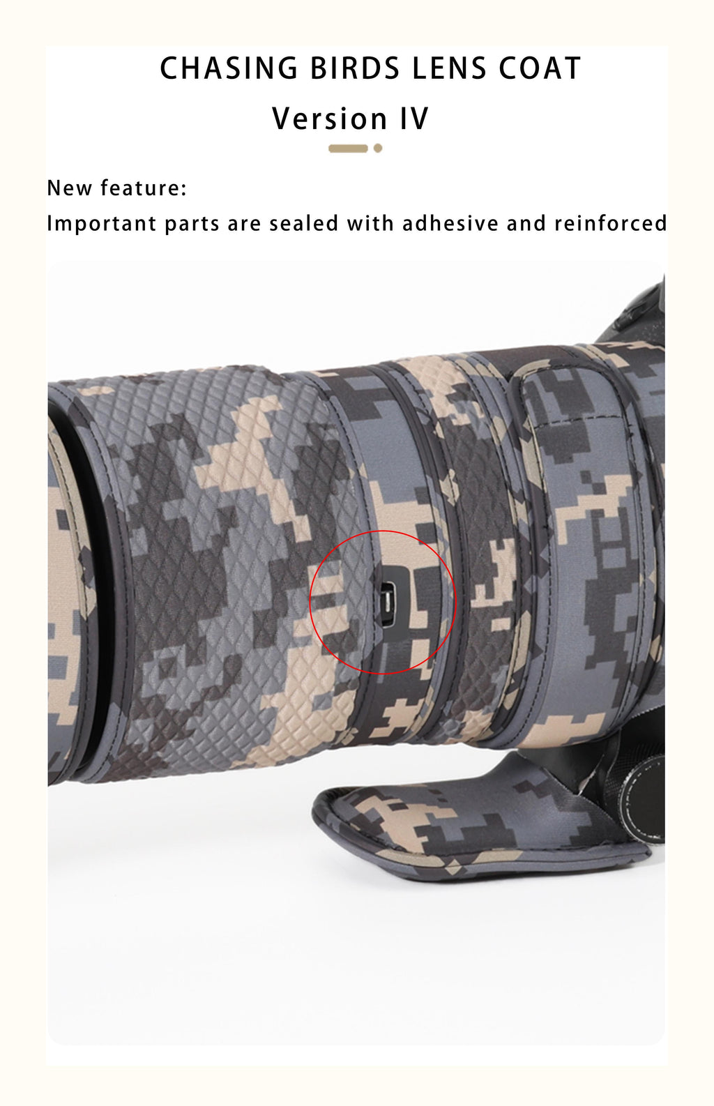 CHASING BIRDS Lens Camouflage Waterproof Coat for SIGMA 150-600mm F5-6.3 DG OS HSM Contemporary Rainproof Lens Protective Cover Version IV