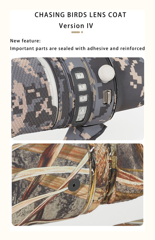 CHASING BIRDS Camouflage Waterproof Lens Coat for CANON RF 100-300mm F2.8 L IS USM Rainproof Lens Protective Cover