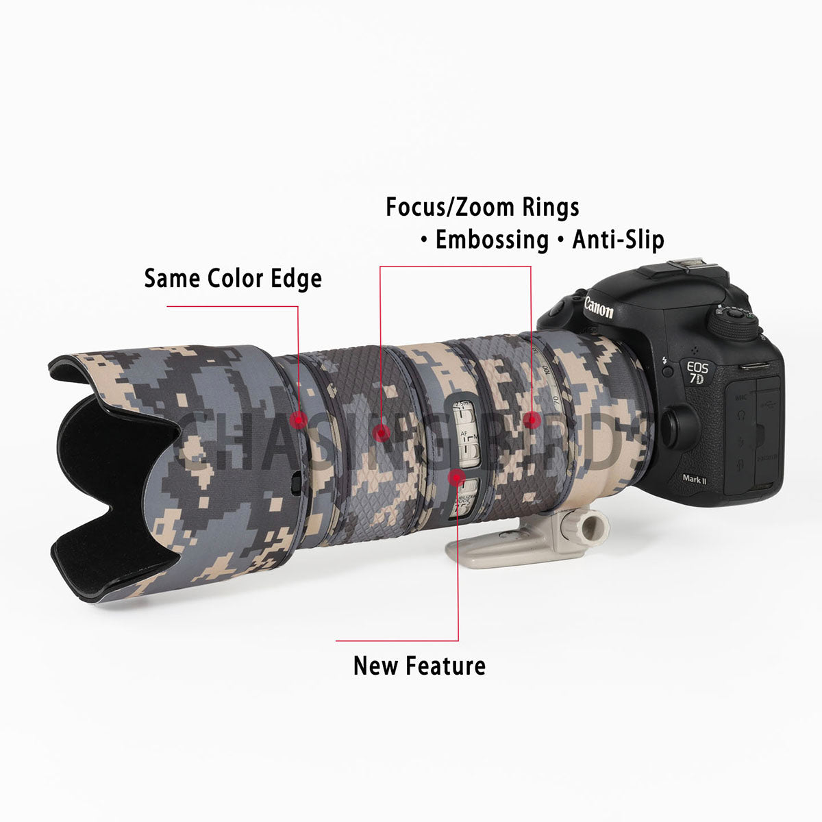 CHASING BIRDS Camouflage Waterproof Lens Coat for TAMRON SP 70-200mm F2.8 Di VC USD G2 Rainproof Lens Protective Cover