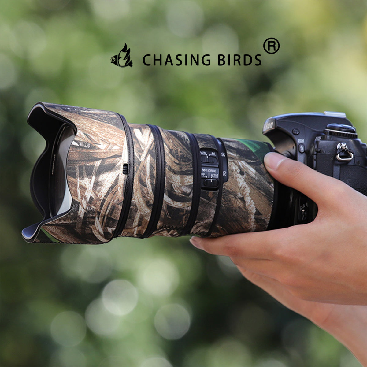 CHASING BIRDS Camouflage Waterproof Lens Coat for Nikon AF-S 24-70mm F2.8 Rainproof Lens Protective Cover