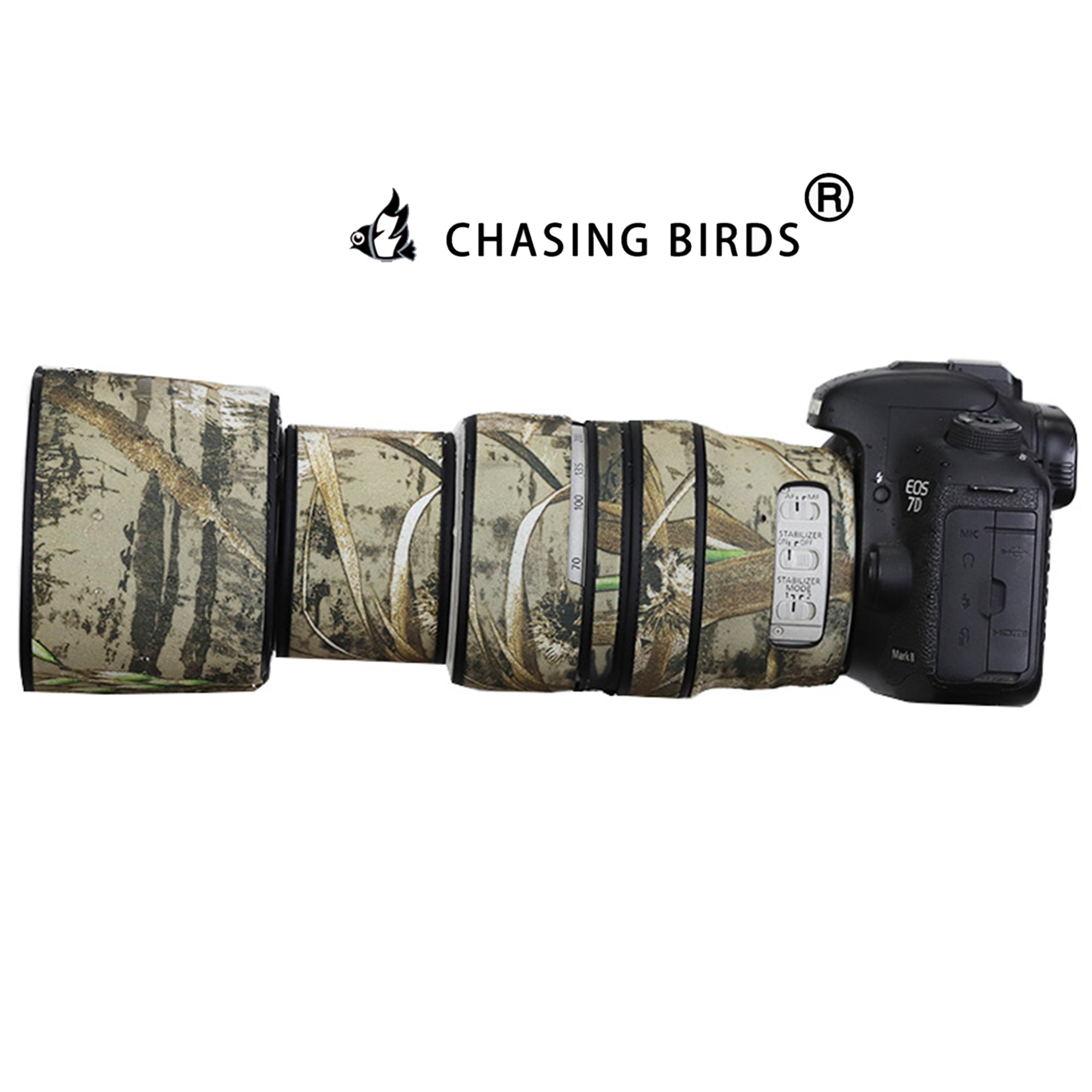 CHASING BIRDS Camouflage Waterproof Lens Coat for Canon EF 70-300mm F4-5.6 L is USM Rainproof Lens Protective Cover