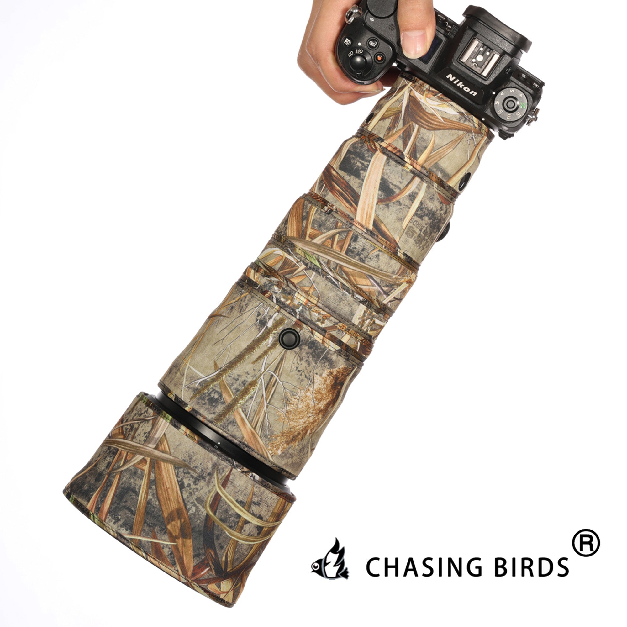 CHASING BIRDS Camouflage Waterproof Lens Coat for Nikon Z 600mm F6.3 VR S Rainproof Lens Protective Cover