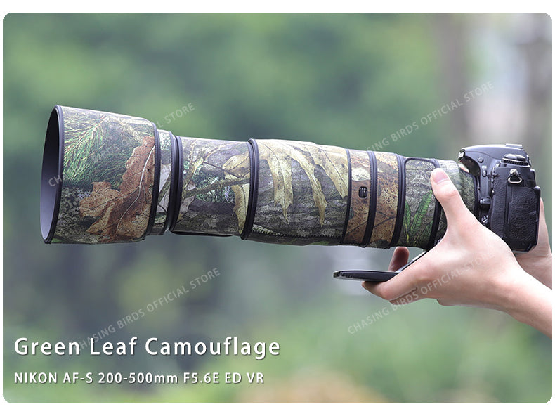 CHASING BIRDS Camouflage Waterproof Lens Coat for Nikon AF-S 200-500mm f/5.6E ED VR Rainproof Lens Protective Cover