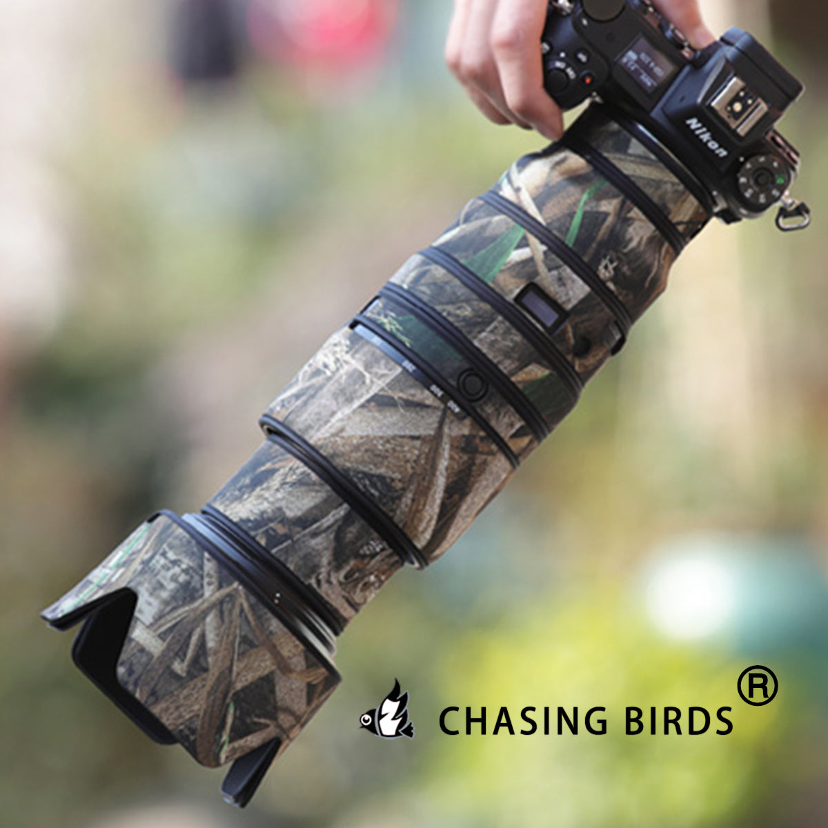 CHASING BIRDS Camouflage Waterproof Lens Coat for NIKON Z 100-400 Rainproof Lens Protective Cover