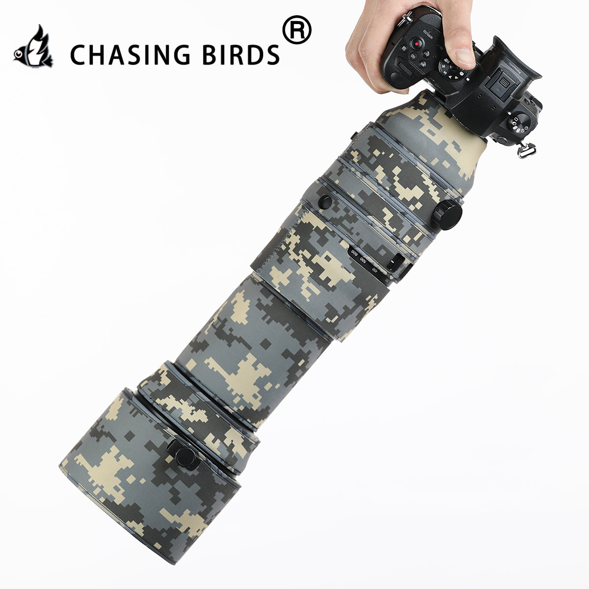 CHASING BIRDS Camouflage Waterproof Lens Coat for OLYMPUS 150-600mm Rainproof Lens Protective Cover