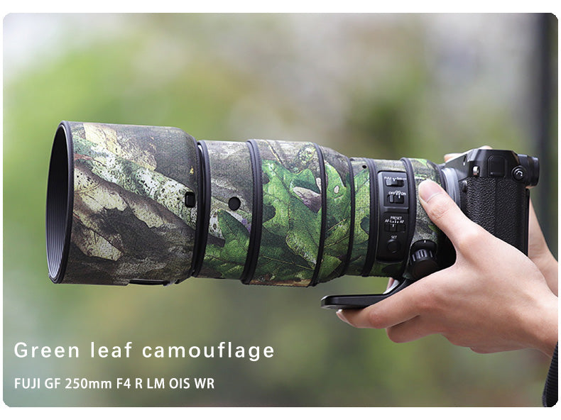 CHASING BIRDS Camouflage Waterproof Lens Coat for FUJIFILM GF 250mm F4 R LM OIS WR Rainproof Lens Protective Cover