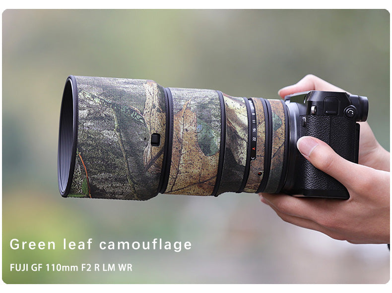 CHASING BIRDS Camouflage Waterproof Lens Coat for FUJIFILM GF 110mm F2 R LM WR Rainproof Lens Protective Cover