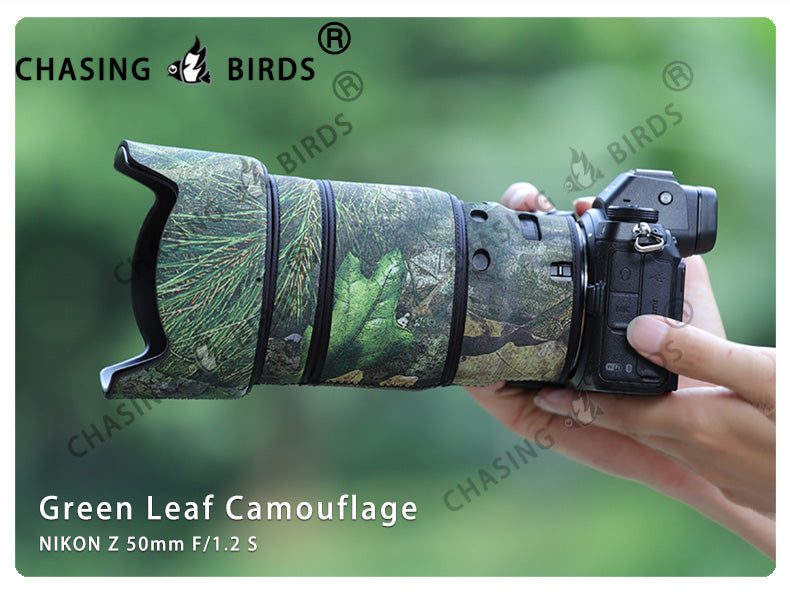 CHASING BIRDS Camouflage Waterproof Lens Coat for Nikon Z 50mm F/1.2 S Rainproof Lens Protective Cover