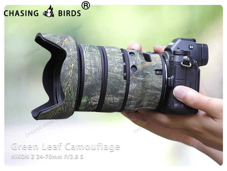 CHASING BIRDS Camouflage Waterproof Lens Coat for Nikon Z 24-70mm F2.8 S Rainproof Lens Protective Cover