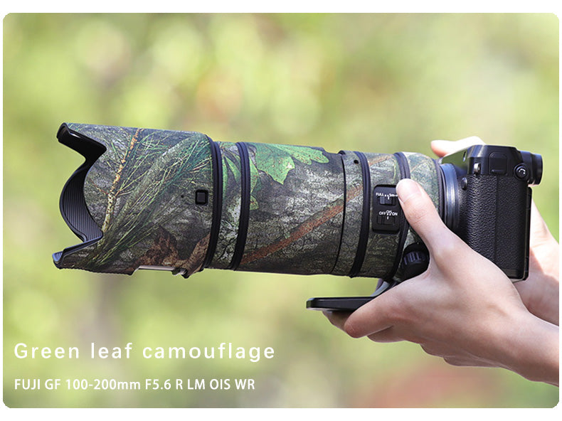 CHASING BIRDS Camouflage Waterproof Lens Coat for FUJIFILM GF 100-200mm F5.6 R LM OIS WR Rainproof Lens Protective Cover