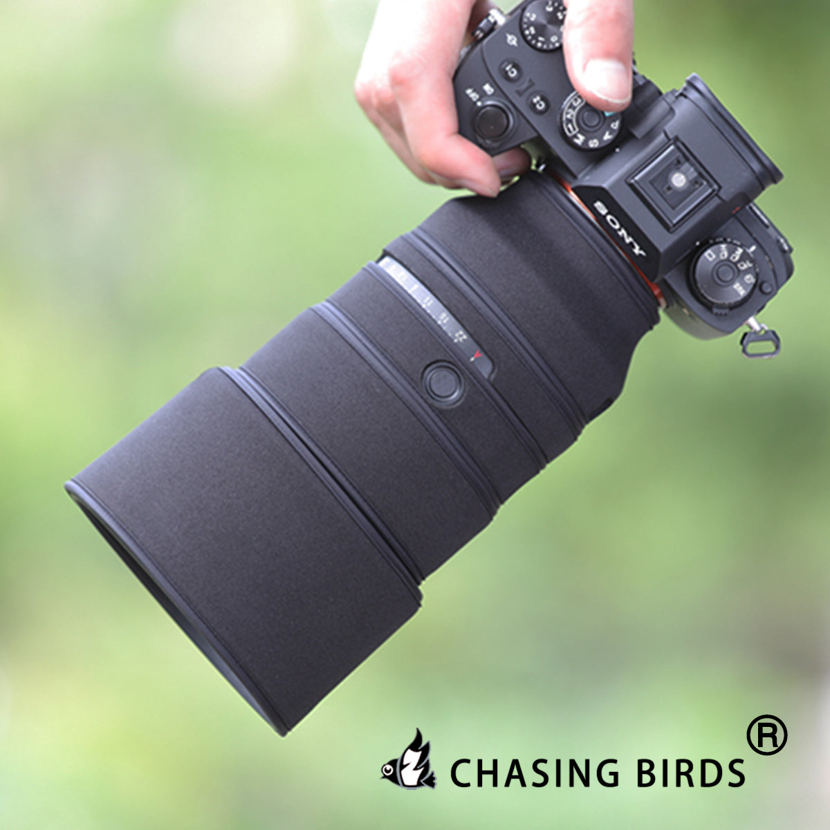 CHASING BIRDS Camouflage Waterproof Lens Coat for Sony FE 135mm F1.8 GM Rainproof Lens Protective Cover