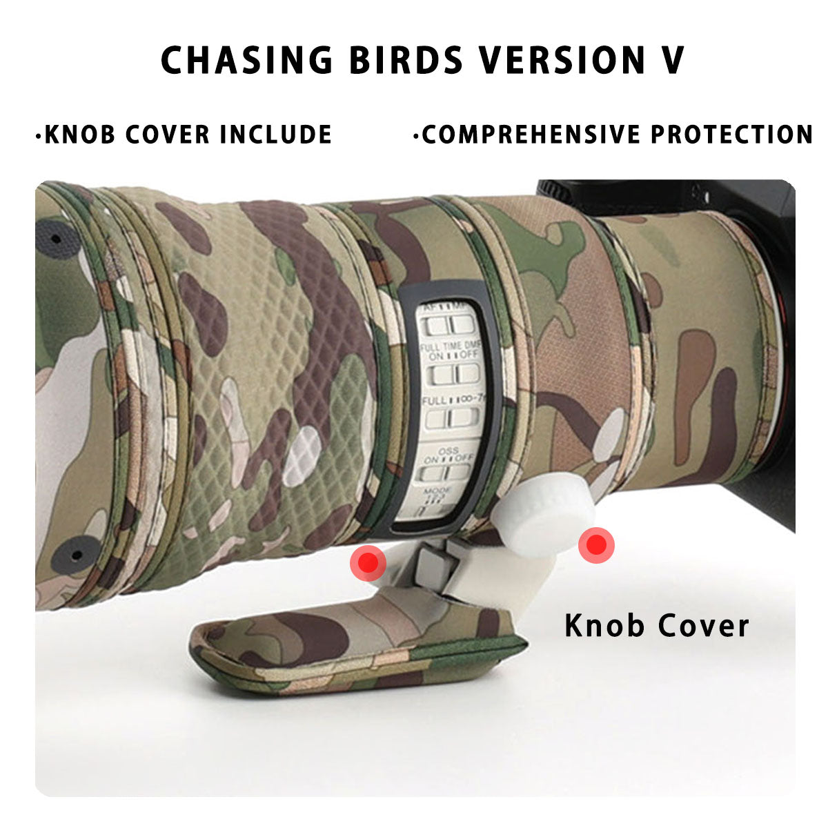 CHASING BIRDS Version V Lens Camouflage Waterproof Coat for SONY FE 600mm F6.3 GM OSS Rainproof Lens Protective Cover
