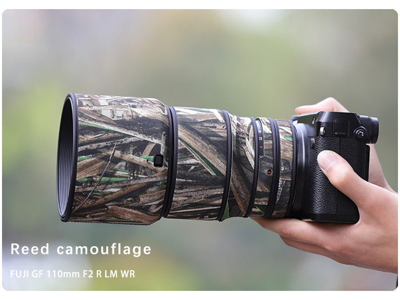 CHASING BIRDS Camouflage Waterproof Lens Coat for FUJIFILM GF 110mm F2 R LM WR Rainproof Lens Protective Cover