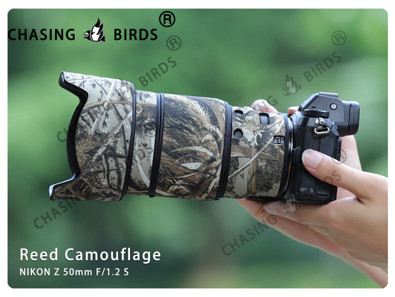 CHASING BIRDS Camouflage Waterproof Lens Coat for Nikon Z 50mm F/1.2 S Rainproof Lens Protective Cover